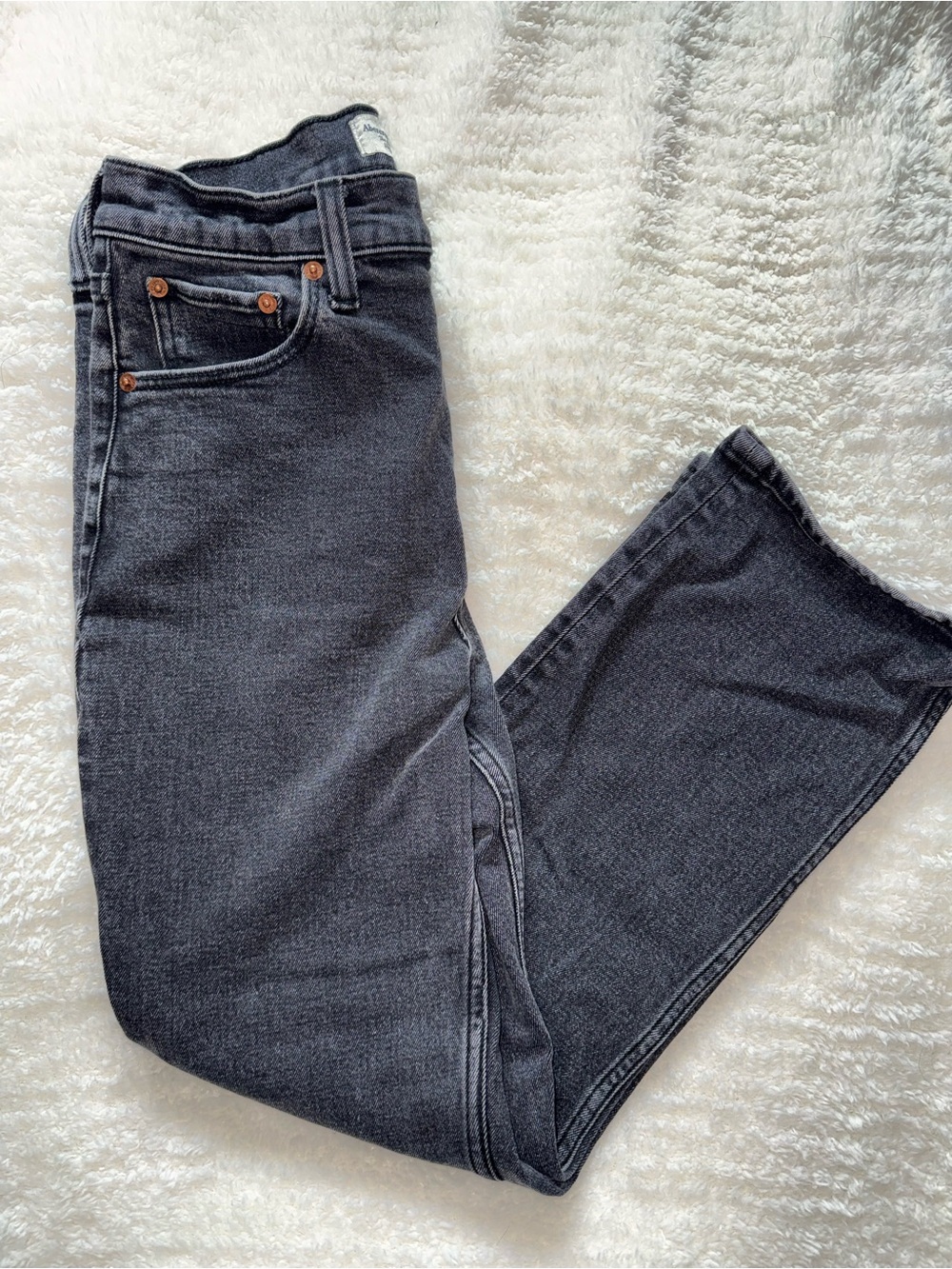 Abercrombie & Fitch Ankle Straight Ultra High Rise Charcoal Black Jeans